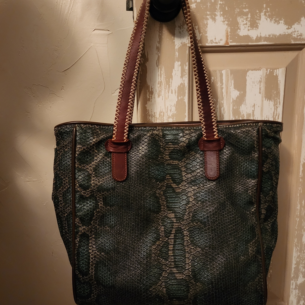 Consuela Exotic Blue and Brown Tote